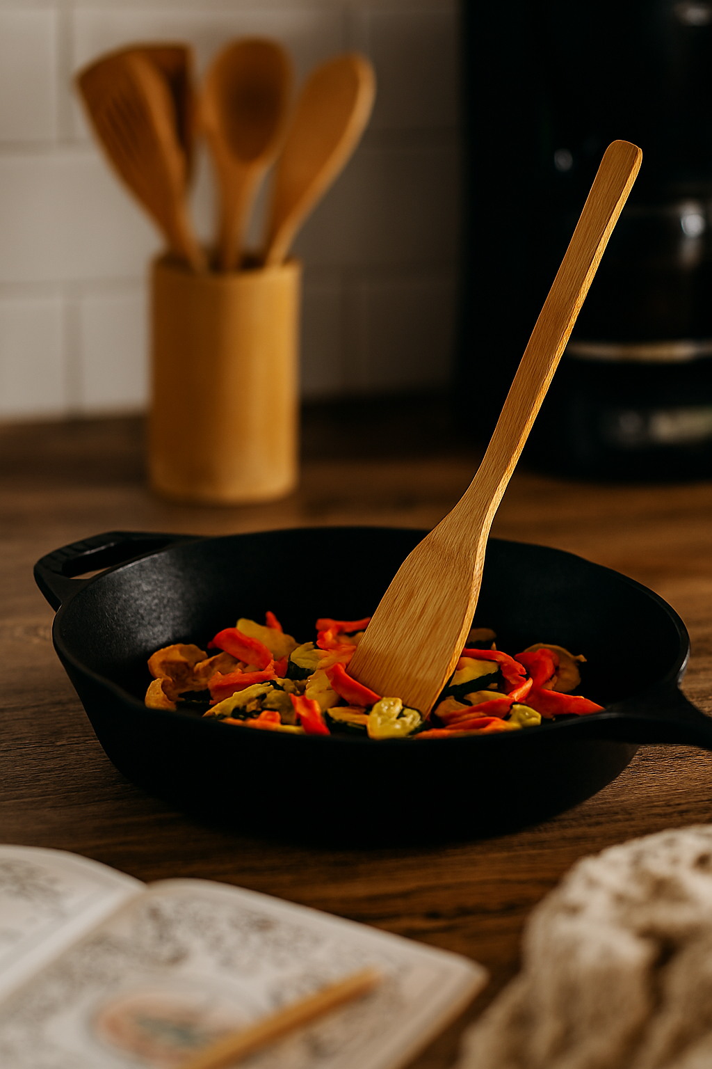 Bamboo Kitchen Utensil Set – Wooden Cooking Spoons & Spatulas | Aura Luxe Collection