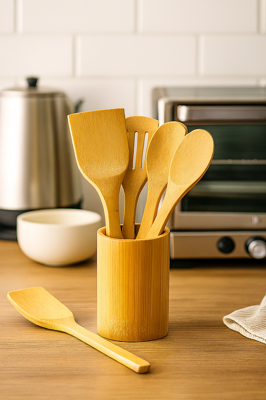 Bamboo Kitchen Utensil Set – Wooden Cooking Spoons & Spatulas | Aura Luxe Collection