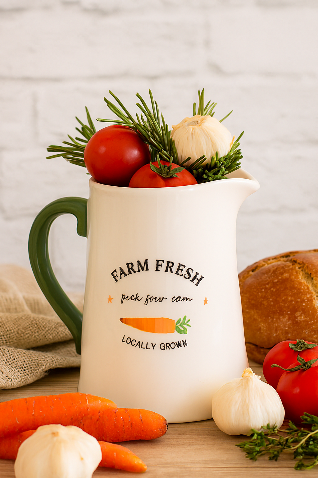 Farm Fresh Carrot Patch Ceramic Flower Jug – Rustic Bunny Vase | Aura Luxe Collection