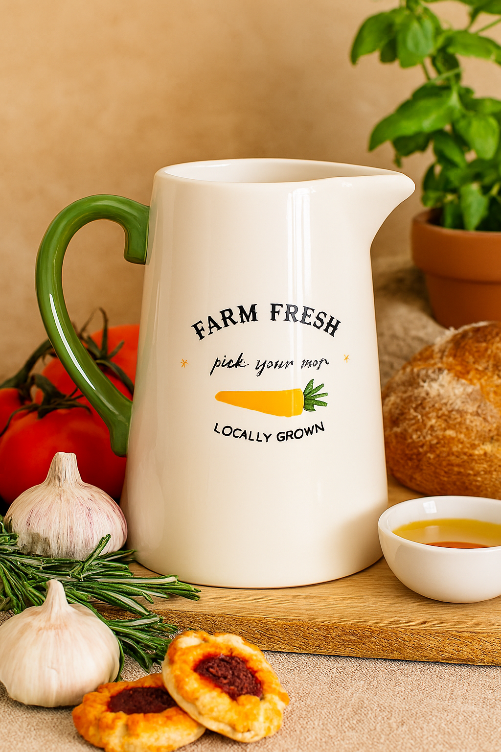 Farm Fresh Carrot Patch Ceramic Flower Jug – Rustic Bunny Vase | Aura Luxe Collection