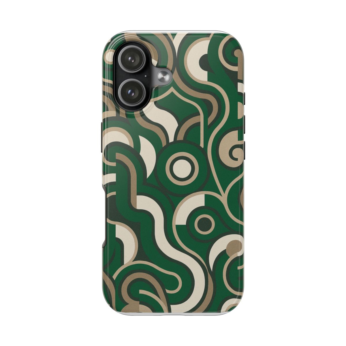Emerald Retro Wave iPhone Case – Glossy Green Art Deco Phone Cover | Aura Luxe Collection