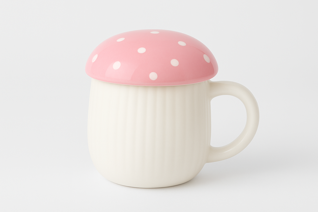 Pink Mushroom Mug – Toadstool Cup in Pastel Pink | Aura Luxe Collection