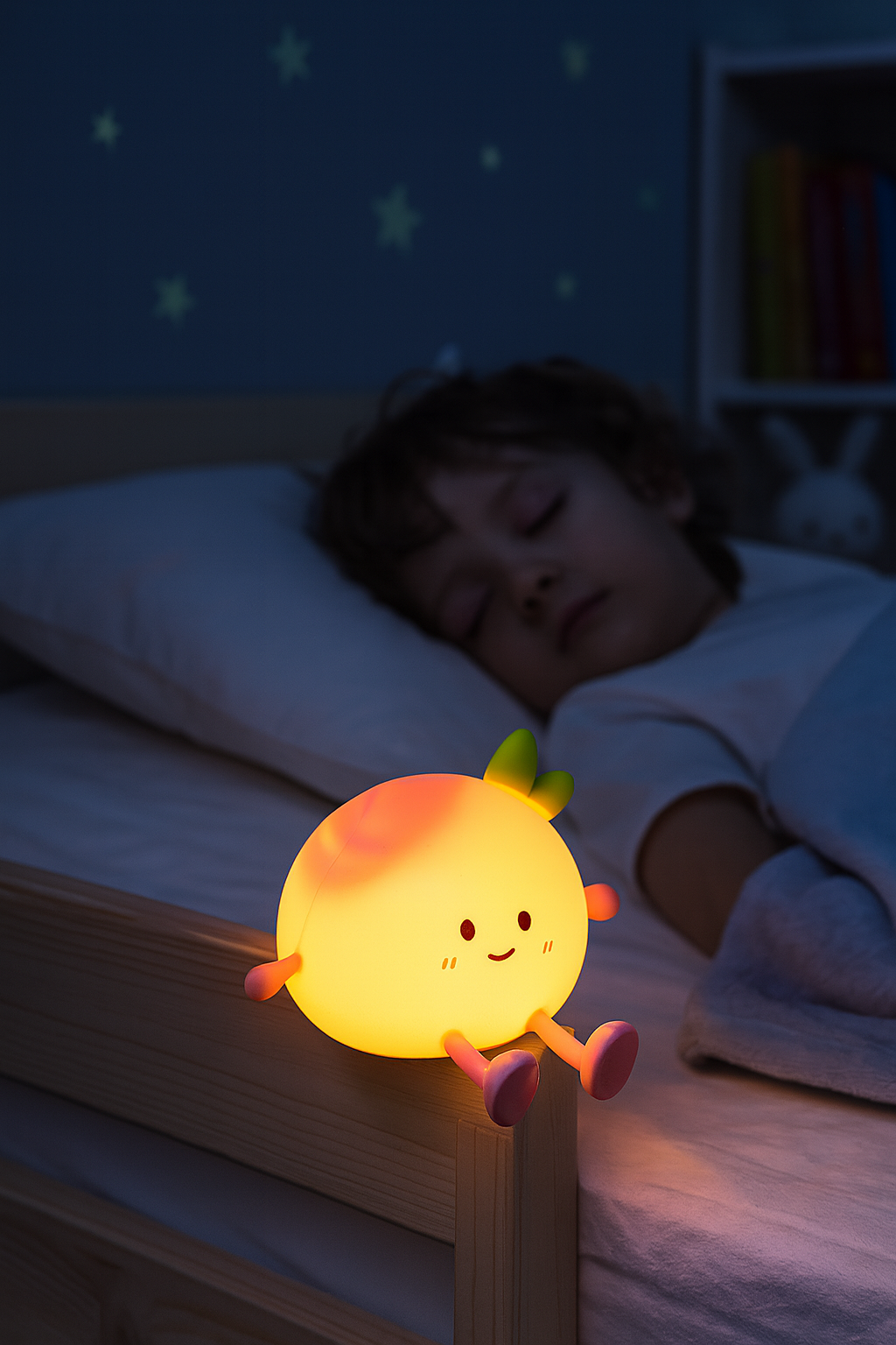 Foodiemals Peach Sleep Lamp & Night Light with Phone Stand – Cute Bedside Light | Aura Luxe Collection
