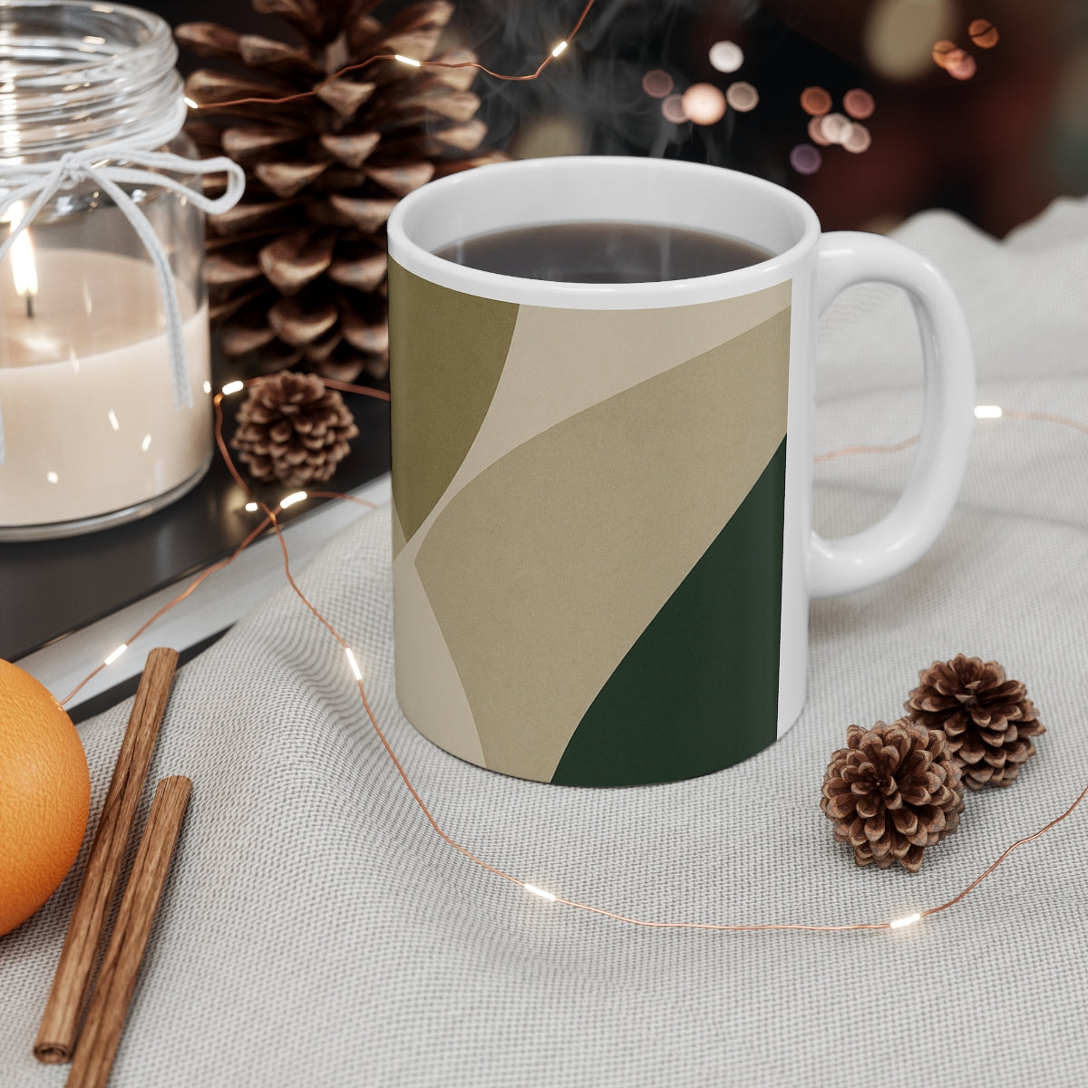 Olive Ember – Ceramic Mug | Minimalist Stoneware Mug by Aura Luxe Collection