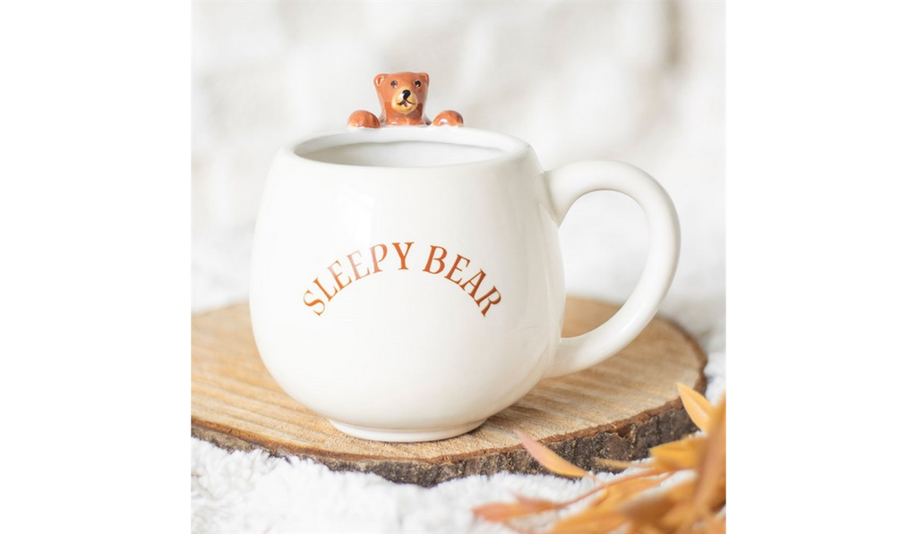 Sleepy Bear Rounded Ceramic Mug – Cute 3D Bear Cup | Aura Luxe Collection