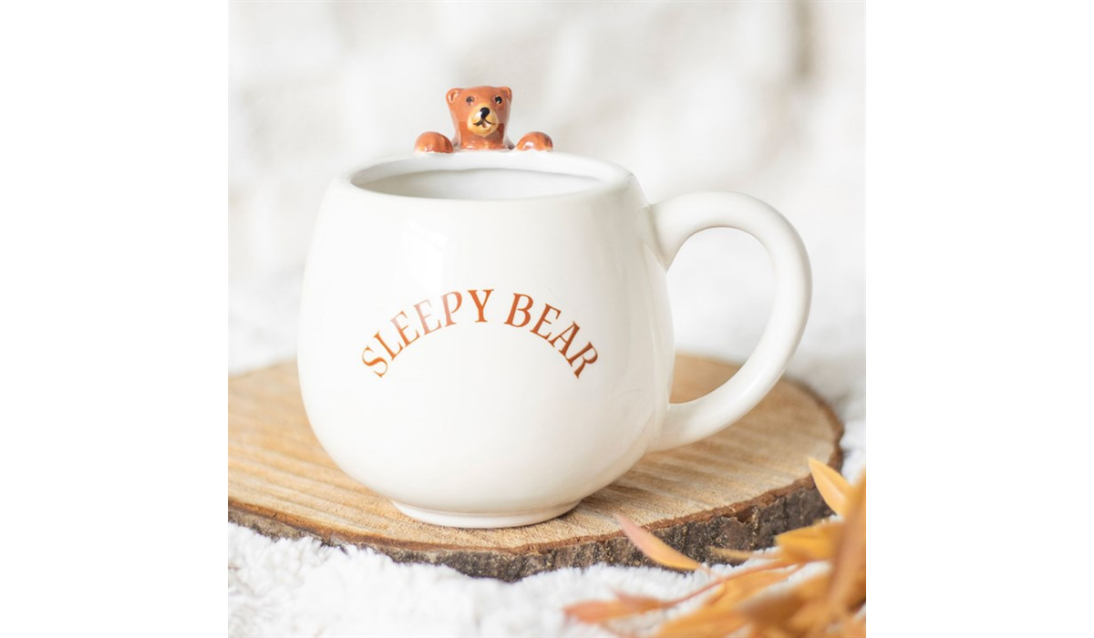 Sleepy Bear Rounded Ceramic Mug – Cute 3D Bear Cup | Aura Luxe Collection