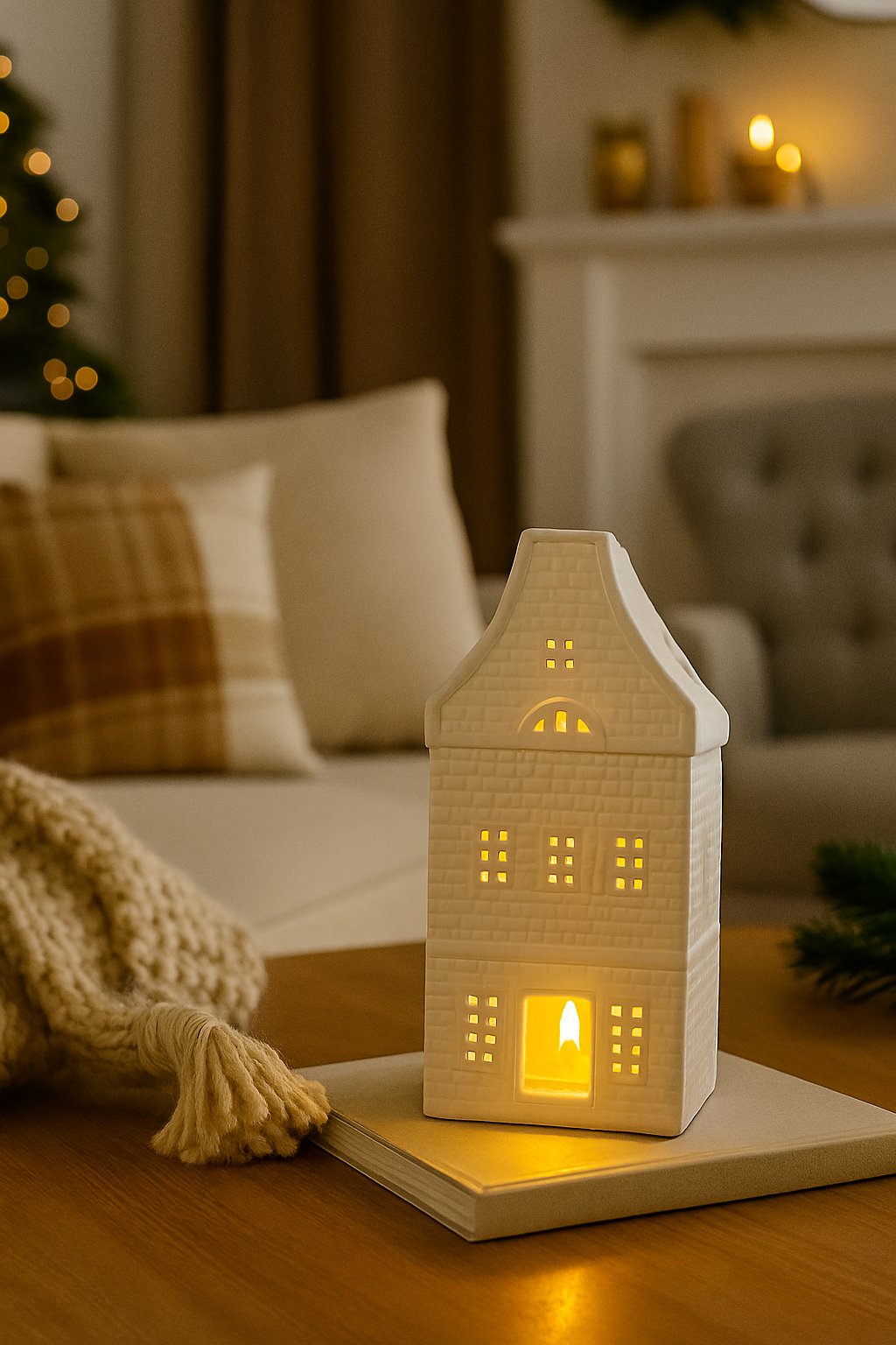 White Nordic House Oil Burner & Wax Warmer – Scandinavian Ceramic Burner | Aura Luxe Collection