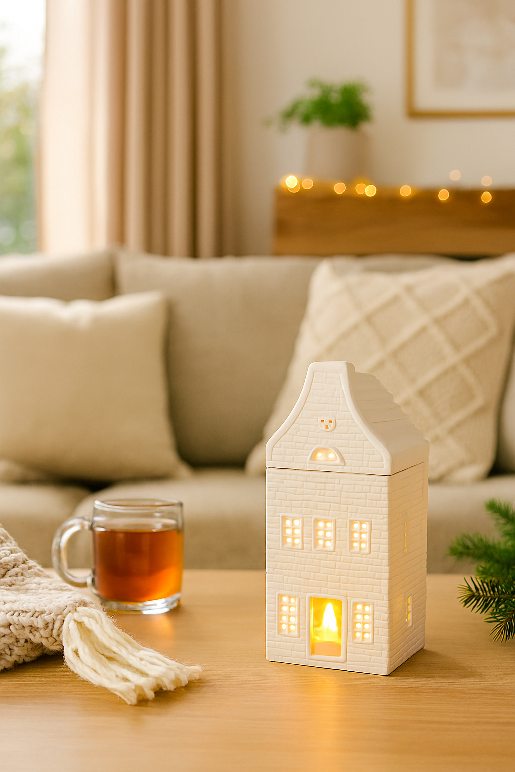 White Nordic House Oil Burner & Wax Warmer – Scandinavian Ceramic Burner | Aura Luxe Collection