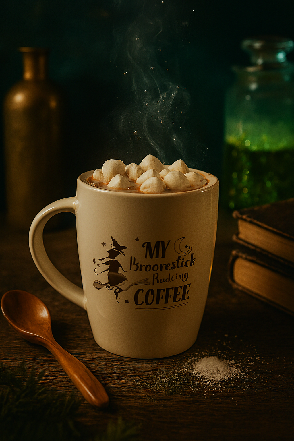 My Broomstick Runs on Coffee Mug & Spoon Set – Witchy Gift | Aura Luxe Collection
