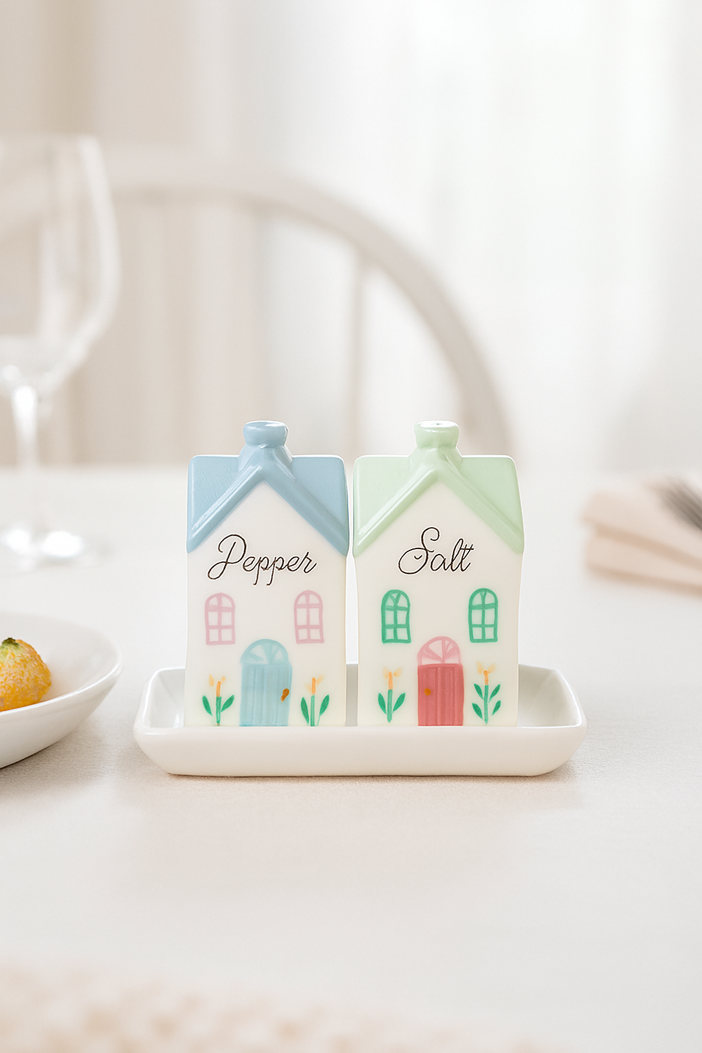 Pastel House Salt & Pepper Shakers – Cute Ceramic Set | Aura Luxe Collection