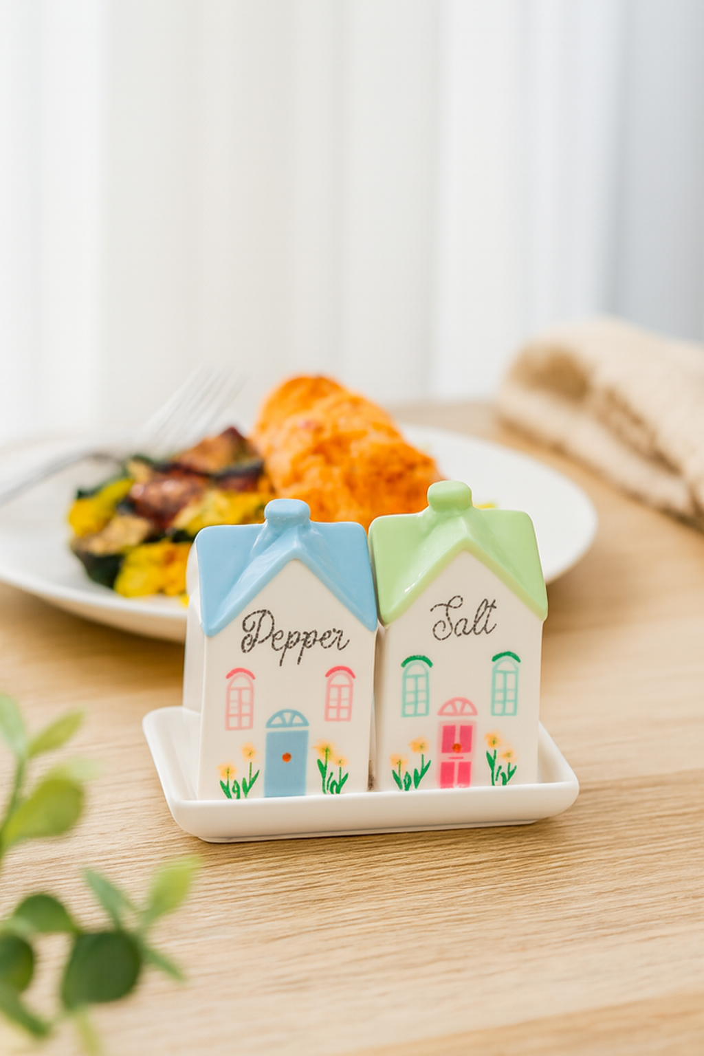 Pastel House Salt & Pepper Shakers – Cute Ceramic Set | Aura Luxe Collection