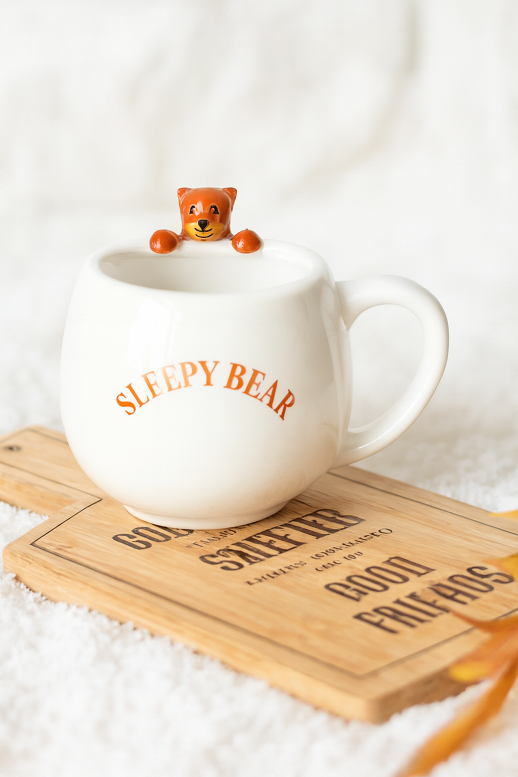 Sleepy Bear Rounded Ceramic Mug – Cute 3D Bear Cup | Aura Luxe Collection