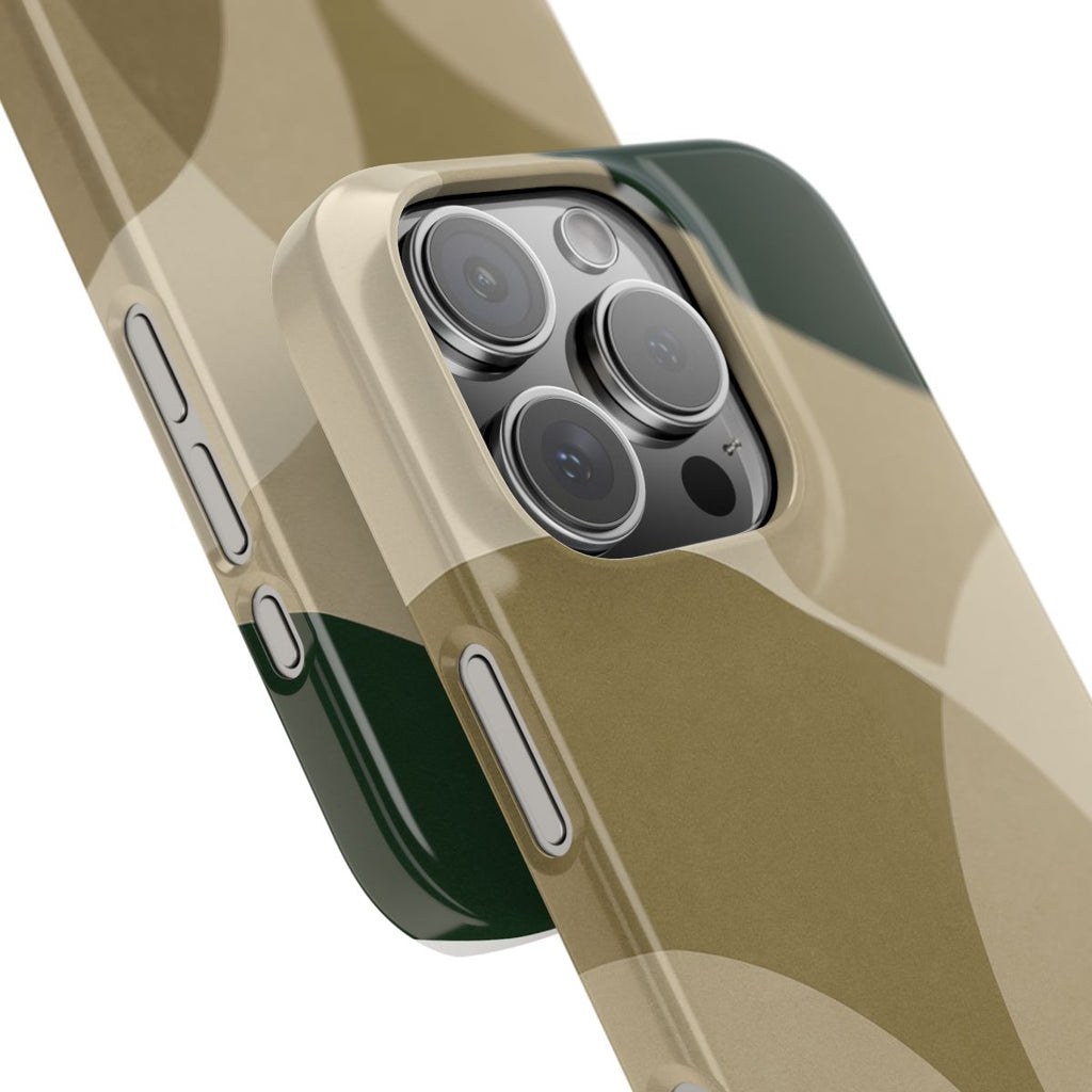 Olive Geometric iPhone Case – Modern Minimal Phone Cover | Aura Luxe Collection